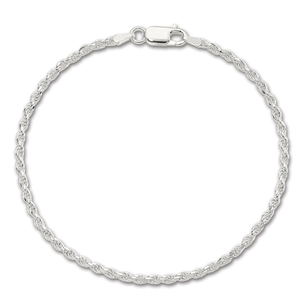 Diamond Cut Rope Chain Bracelet Sterling Silver dgEKtcVX