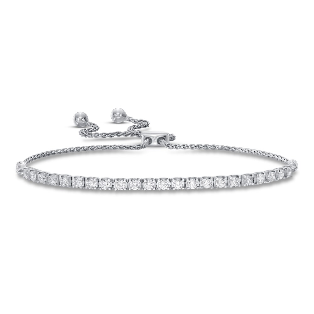 Lab-Created Diamond Bolo Tennis Bracelet 1 ct tw Round 14K White Gold dkywLQFD