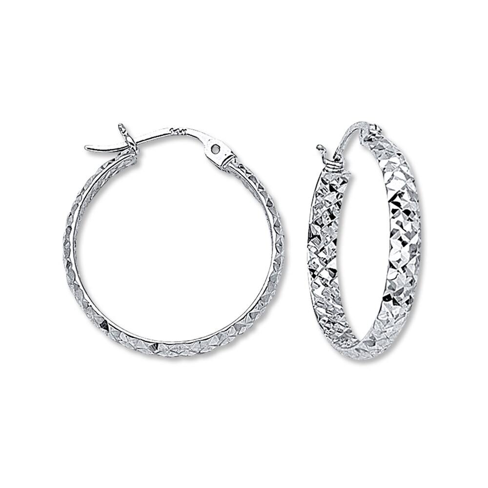 Hoop Earrings 14K White Gold 30mm dmxG7Vyq