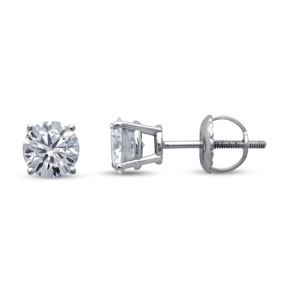 Diamond Solitaire Earrings 1 ct tw Round 14K White Gold (I1/I) e2OwWX9h