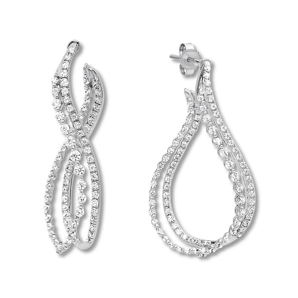 Diamond Drop Earrings 1-1/4 carats tw Round 14K White Gold e3Fxc753