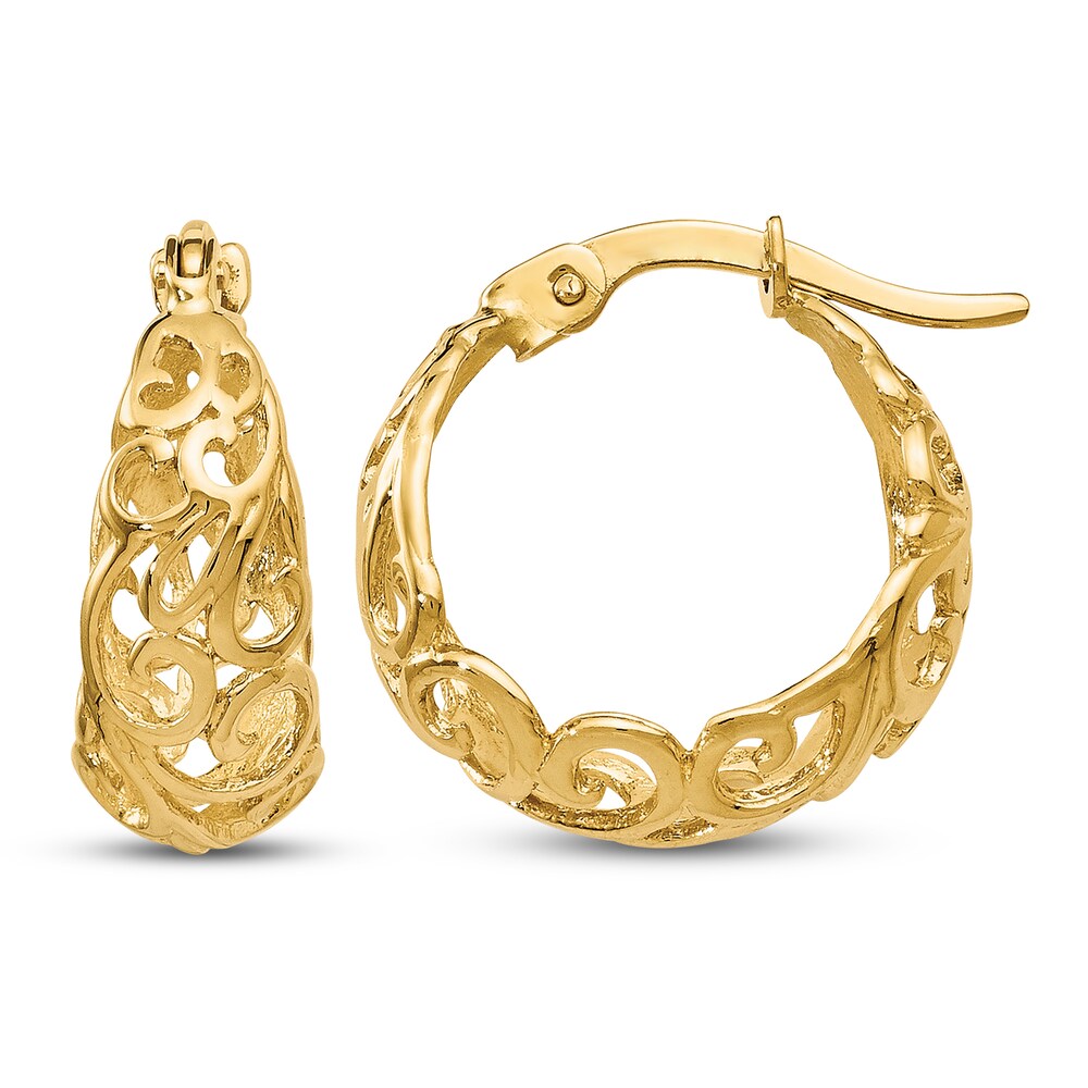 Hinged Hoop Earrings 14K Yellow Gold e4n96pOu
