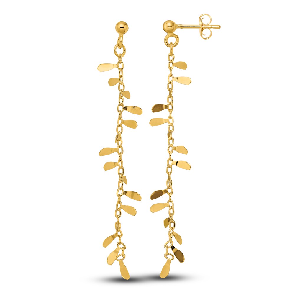 Fancy Dangle Earrings 14K Yellow Gold e5DM4A8q