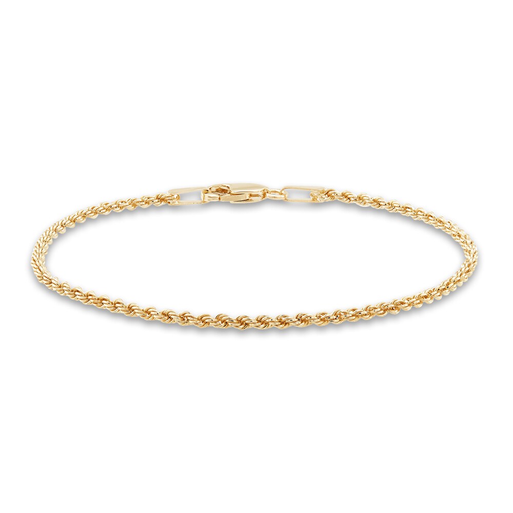 Children's Semi-Solid Glitter Rope Bracelet 14K Yellow Gold 6" e6g7Ziwc