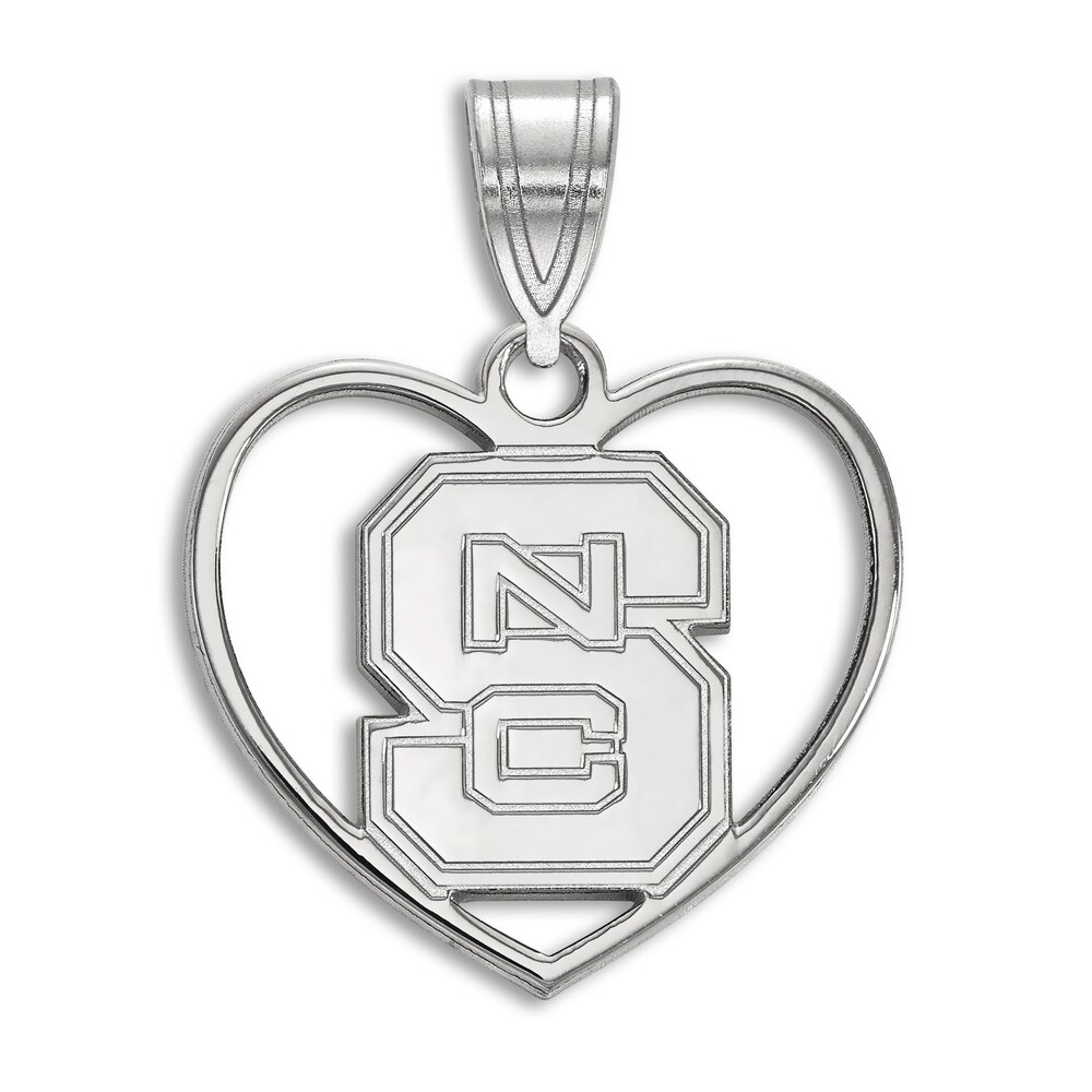 North Carolina State University Heart Necklace Charm Sterling Silver e7CGWaCi