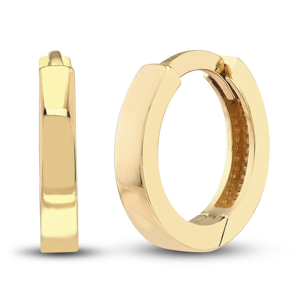 Polished Square Huggie Earrings 14K Yellow Gold 10mm e9ZvDA4E