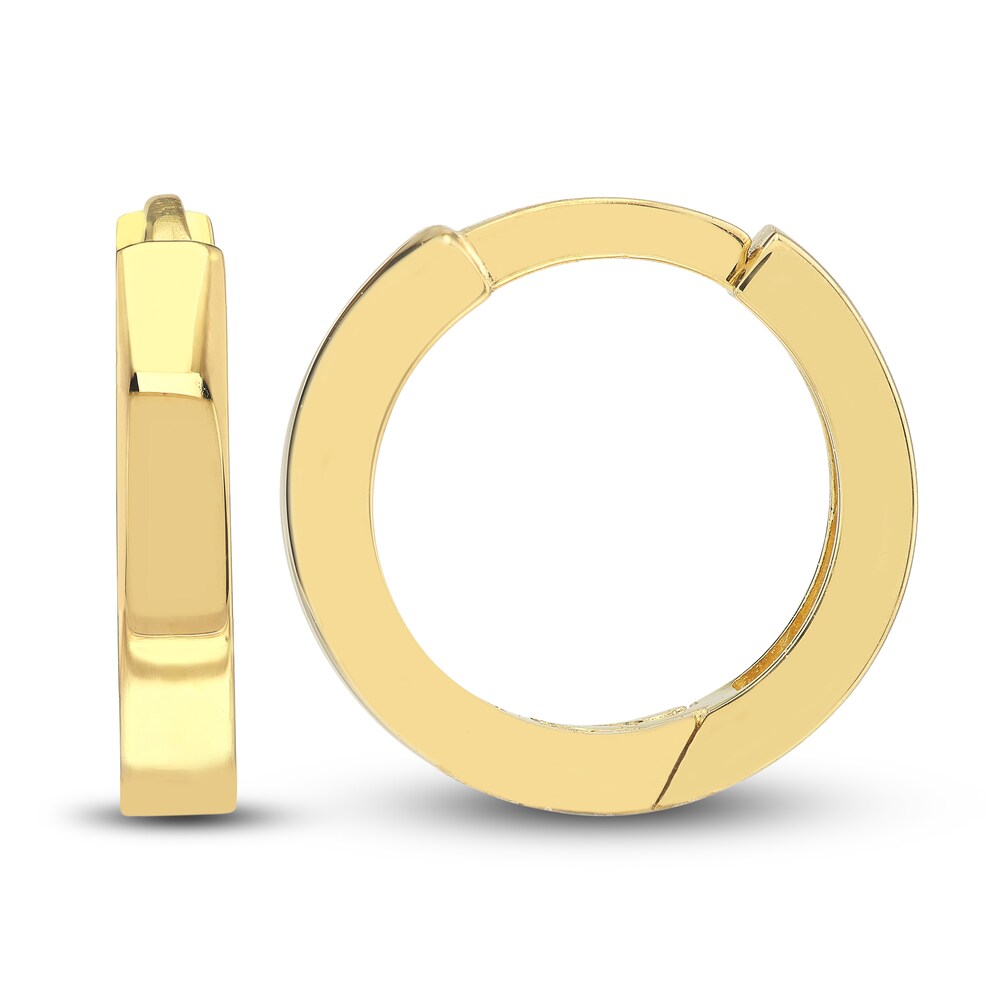 Polished Square Huggie Earrings 14K Yellow Gold 10mm e9ZvDA4E