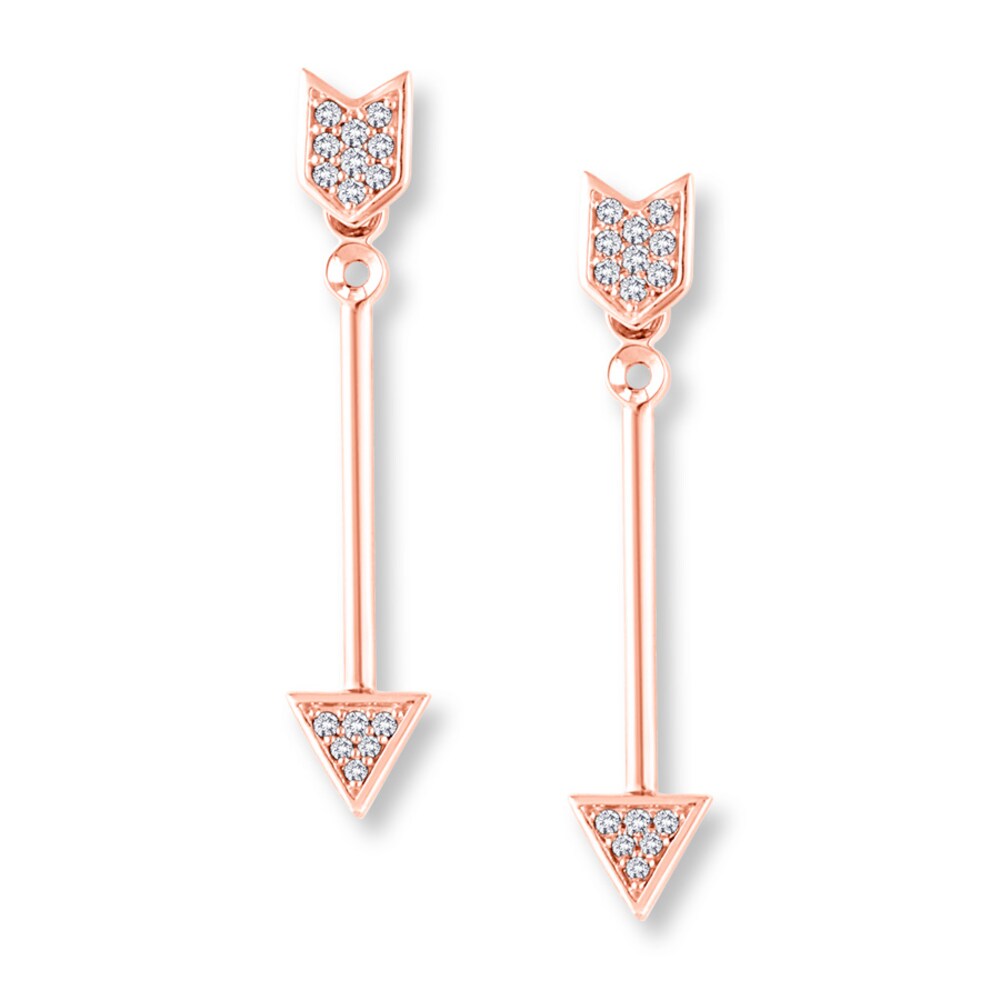 Arrow Front-Back Earrings 1/8 ct tw Diamonds 10K Rose Gold e9armygI