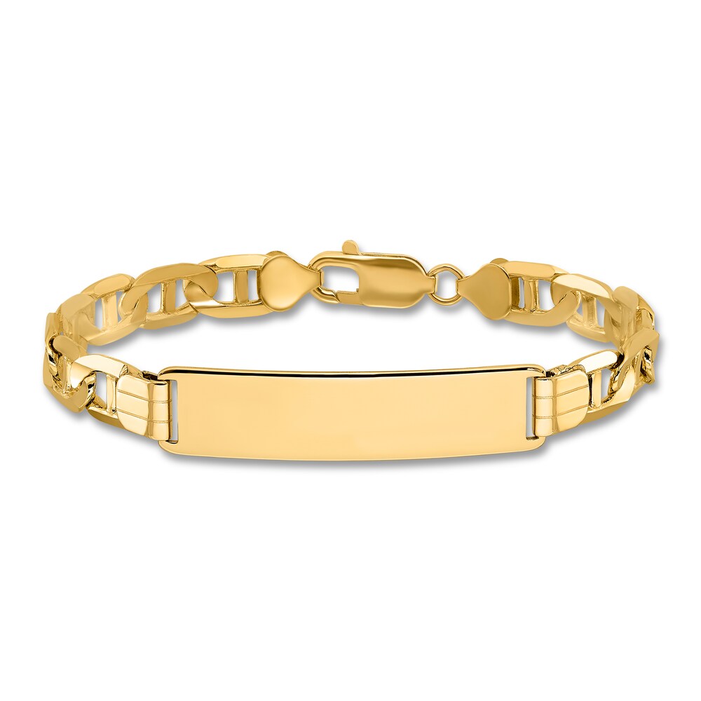 Men's Anchor Link ID Bracelet 14K Yellow Gold 10.0mm 8" eAzPc90m