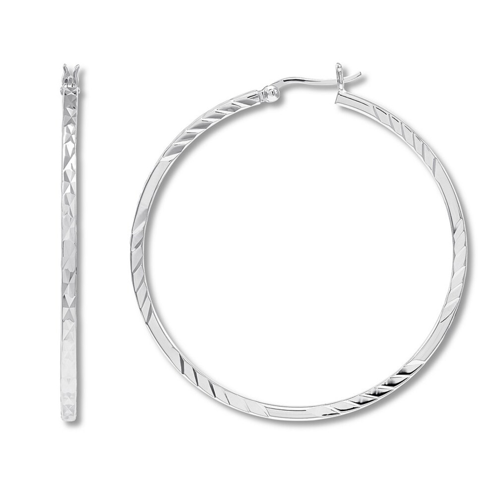 Ribbed Hoop Earrings Sterling Silver eDLebv23