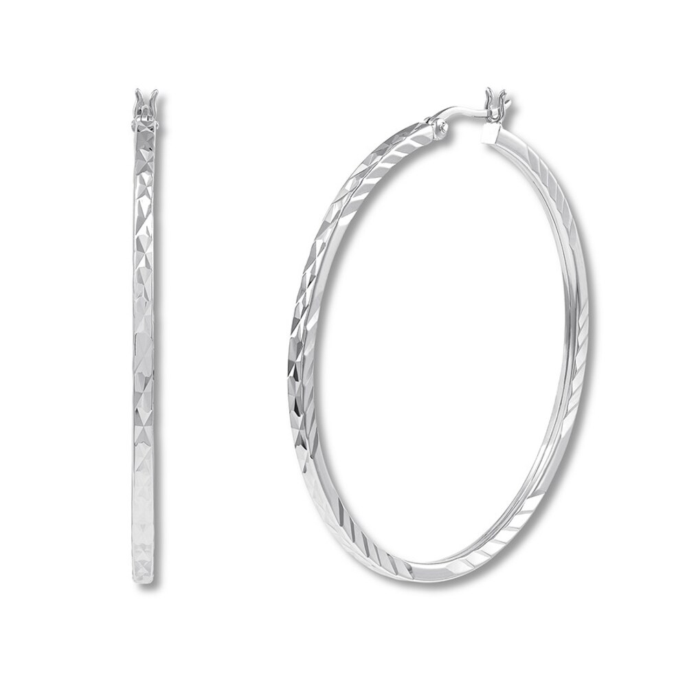 Ribbed Hoop Earrings Sterling Silver eDLebv23