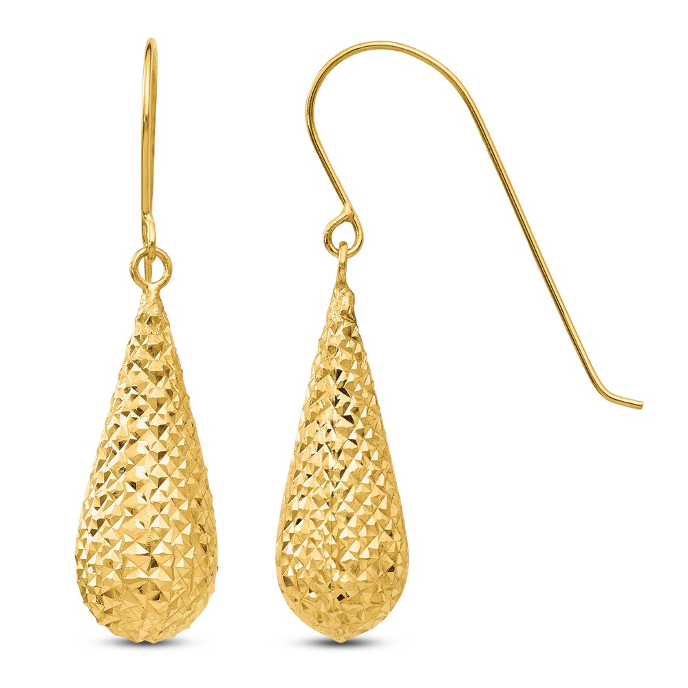 Diamond-Cut Teardrop Dangle Earrings 14K Yellow Gold eDZmUmgH