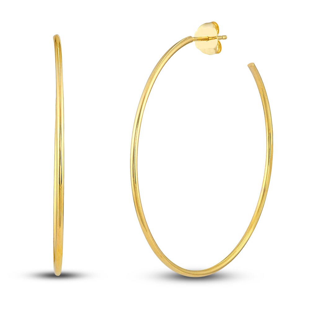 Round Wire Hoop Earrings 14K Yellow Gold 40mm eF9AmSyg