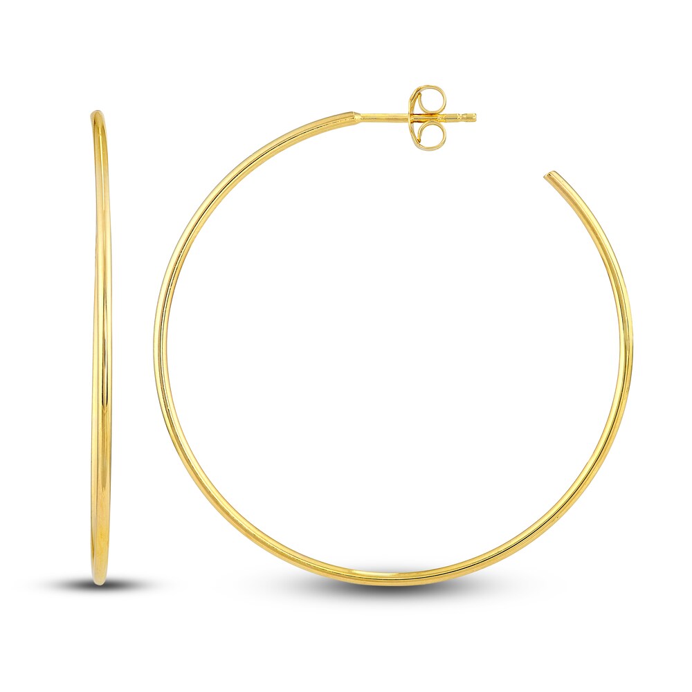 Round Wire Hoop Earrings 14K Yellow Gold 40mm eF9AmSyg