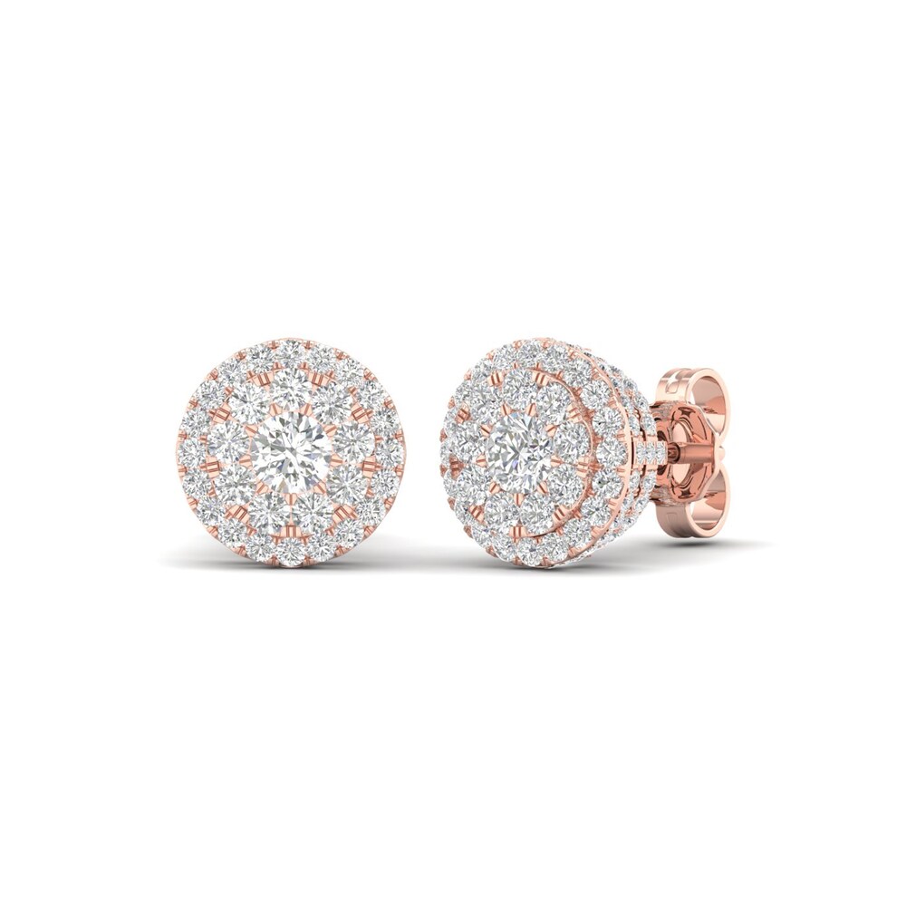 Colorless Diamond Earrings 1 ct tw Round 14K Rose Gold eGAJ848V