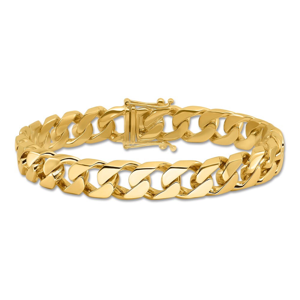 Polished Curb Chain Bracelet 14K Yellow Gold 10.6mm eV8mbuKB