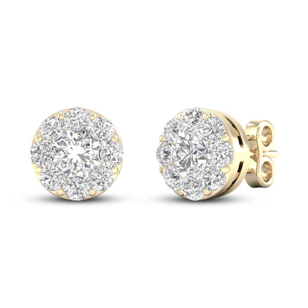 Diamond Stud Earrings 1 ct tw Round 14K Yellow Gold eVyEbd6X