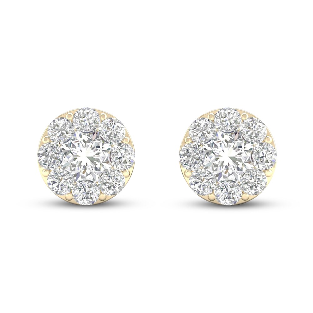 Diamond Stud Earrings 1 ct tw Round 14K Yellow Gold eVyEbd6X