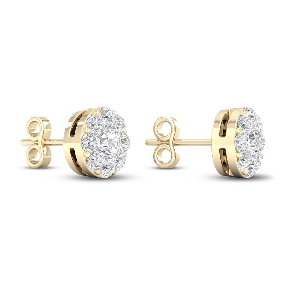 Diamond Stud Earrings 1 ct tw Round 14K Yellow Gold eVyEbd6X