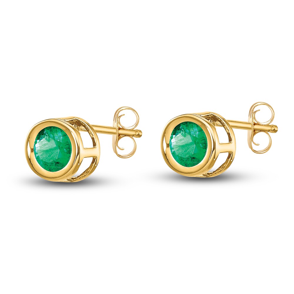 Natural Emerald Earrings 14K Yellow Gold eWA91lUi