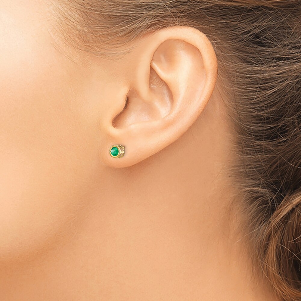 Natural Emerald Earrings 14K Yellow Gold eWA91lUi