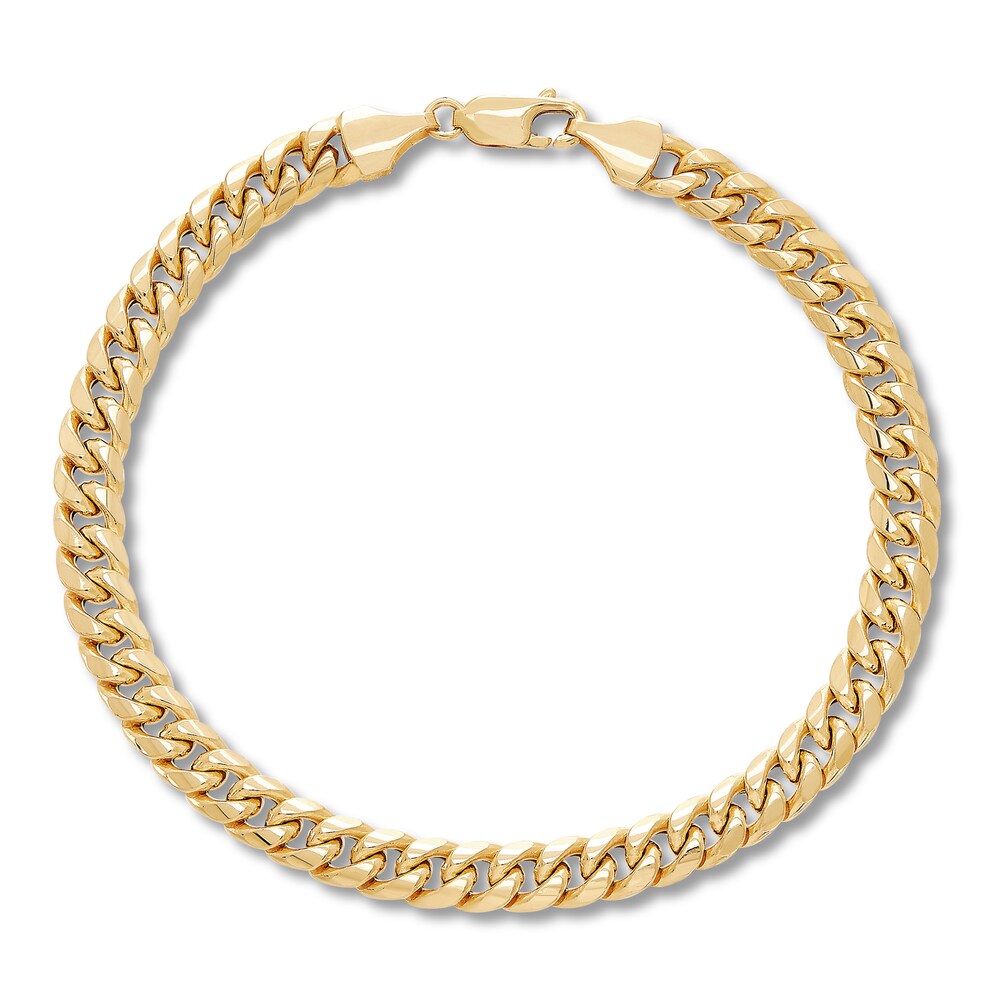 Hollow Curb Link Bracelet 10K Yellow Gold eWDEtwcx
