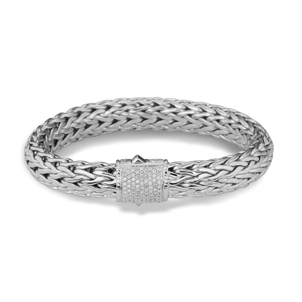 John Hardy Classic Chain 10.5MM Bracelet in Silver with Diamonds, Large eWIxDUDO