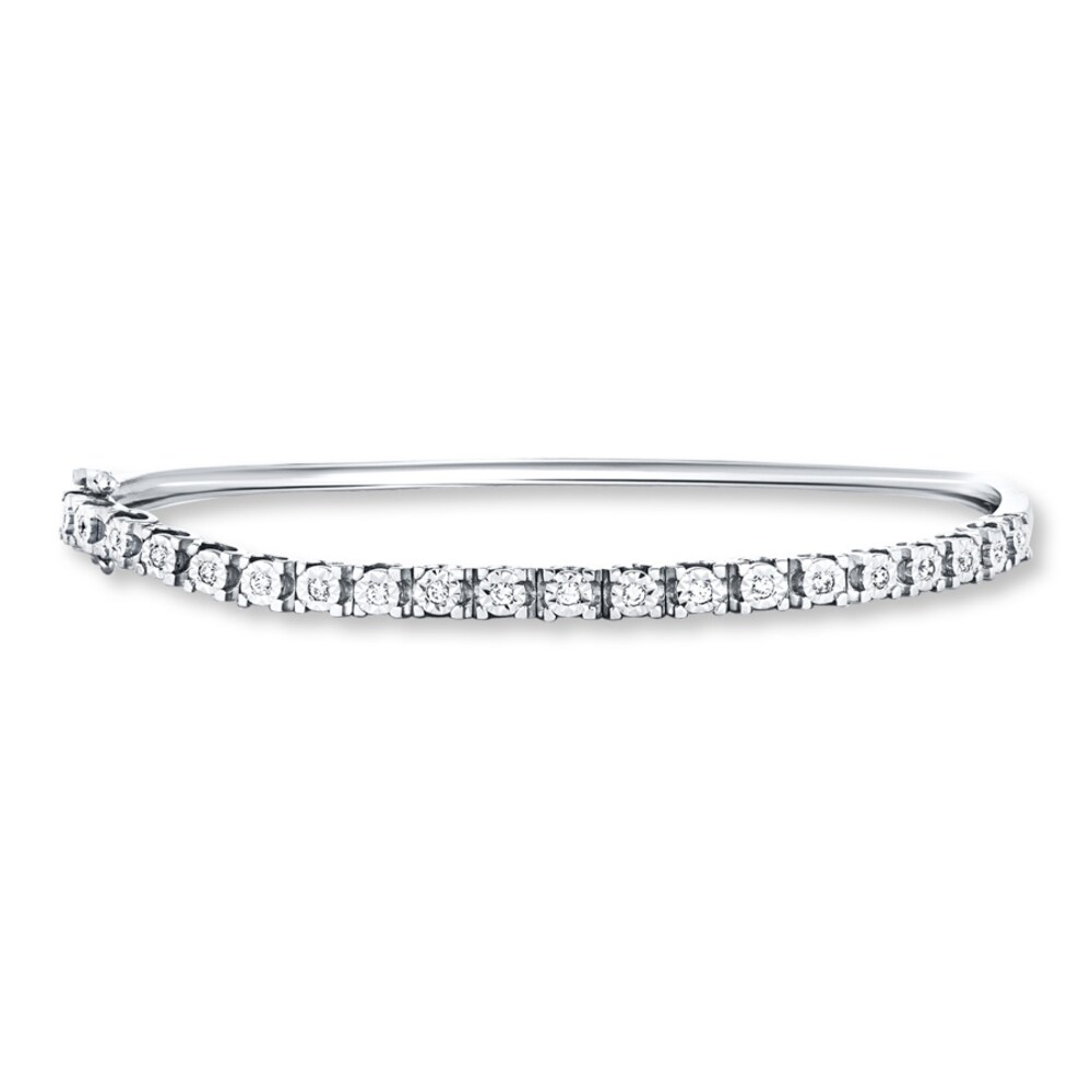 Diamond Bangle 1/4 ct tw Round-cut 10K White Gold eXH94VYU