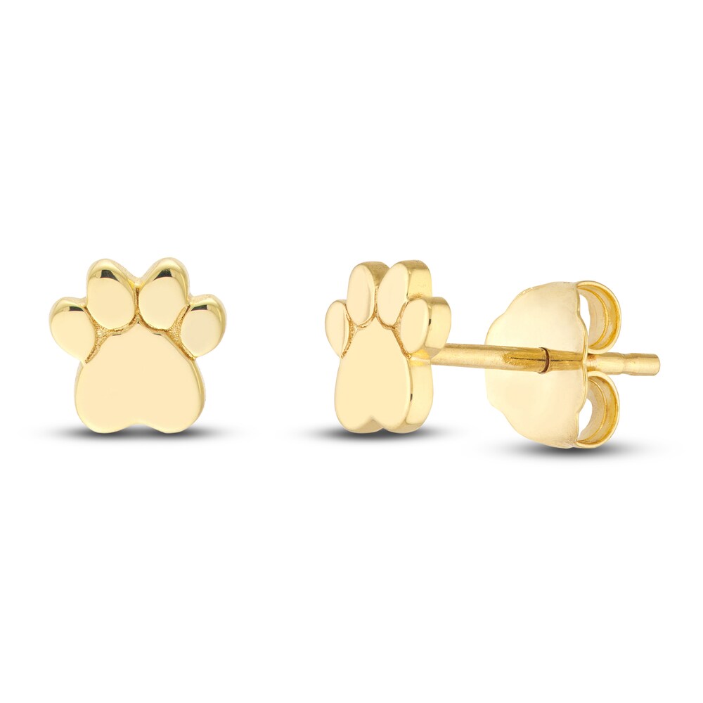 Dog Paw Stud Earrings 14K Yellow Gold eZZRjbM6