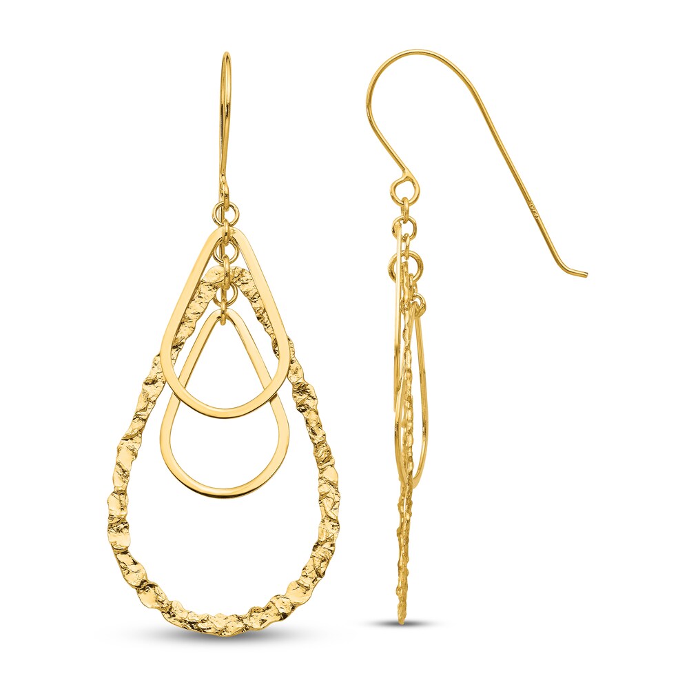 Open Tear Drop Dangle Earrings 14K Yellow Gold eZhHSRLL