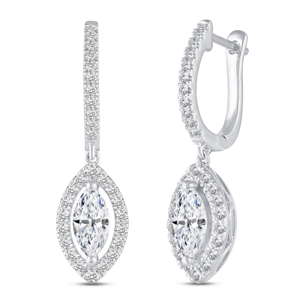 Diamond Dangle Earrings 1-1/3 ct tw Round/Marquise 14K White Gold eaZgyc2Z