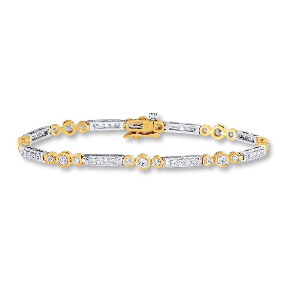 Diamond Bracelet 2 ct tw Round-cut 14K Two-Tone Gold ebh4YU9z