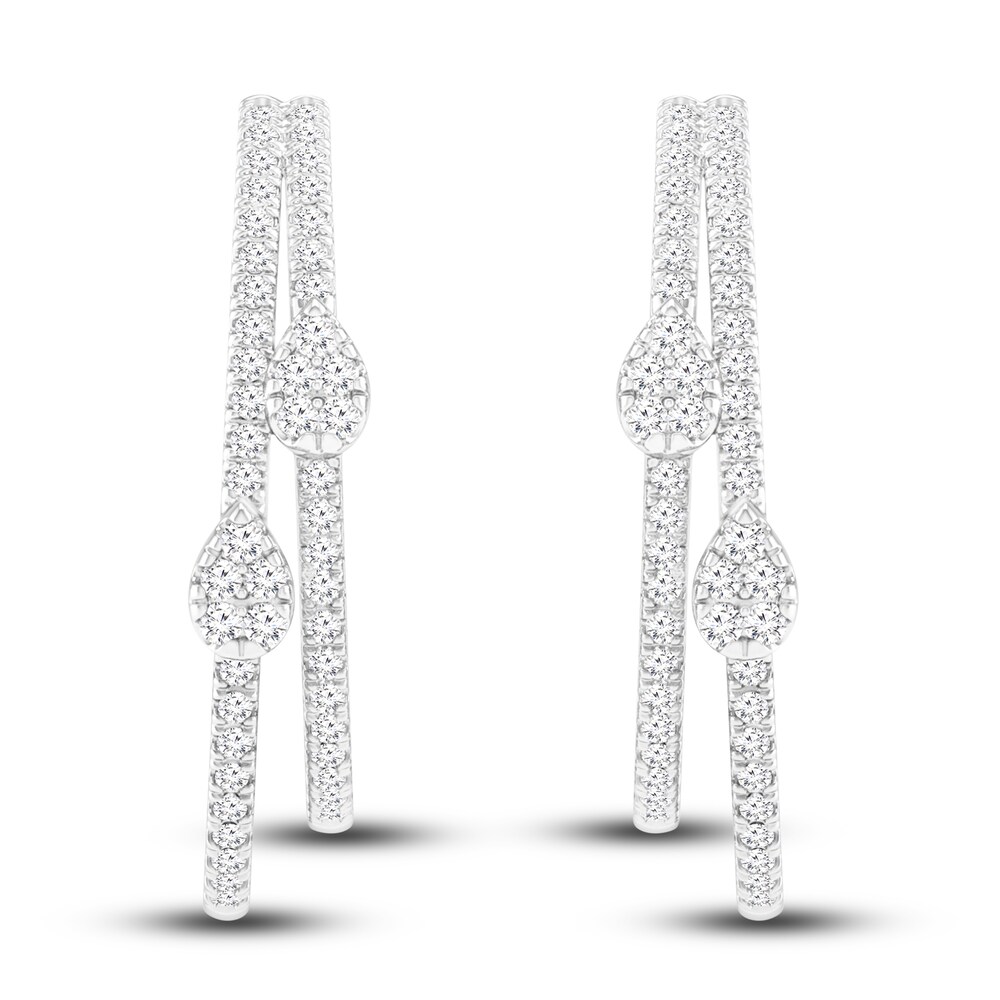 Diamond Hoop Earrings 1 ct tw Round 14K White Gold efGL8ahP
