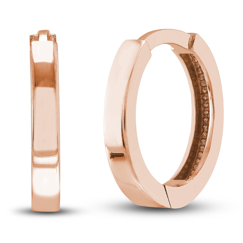 Polished Square Huggie Earrings 14K Rose Gold 12.35mm eiI9MJuz