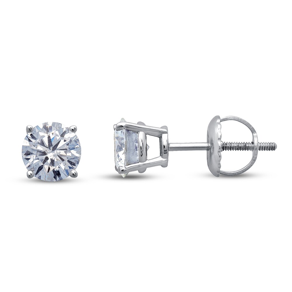Diamond Solitaire Earrings 1-1/4 ct tw Round 14K White Gold (I1/I) el7yi8wH