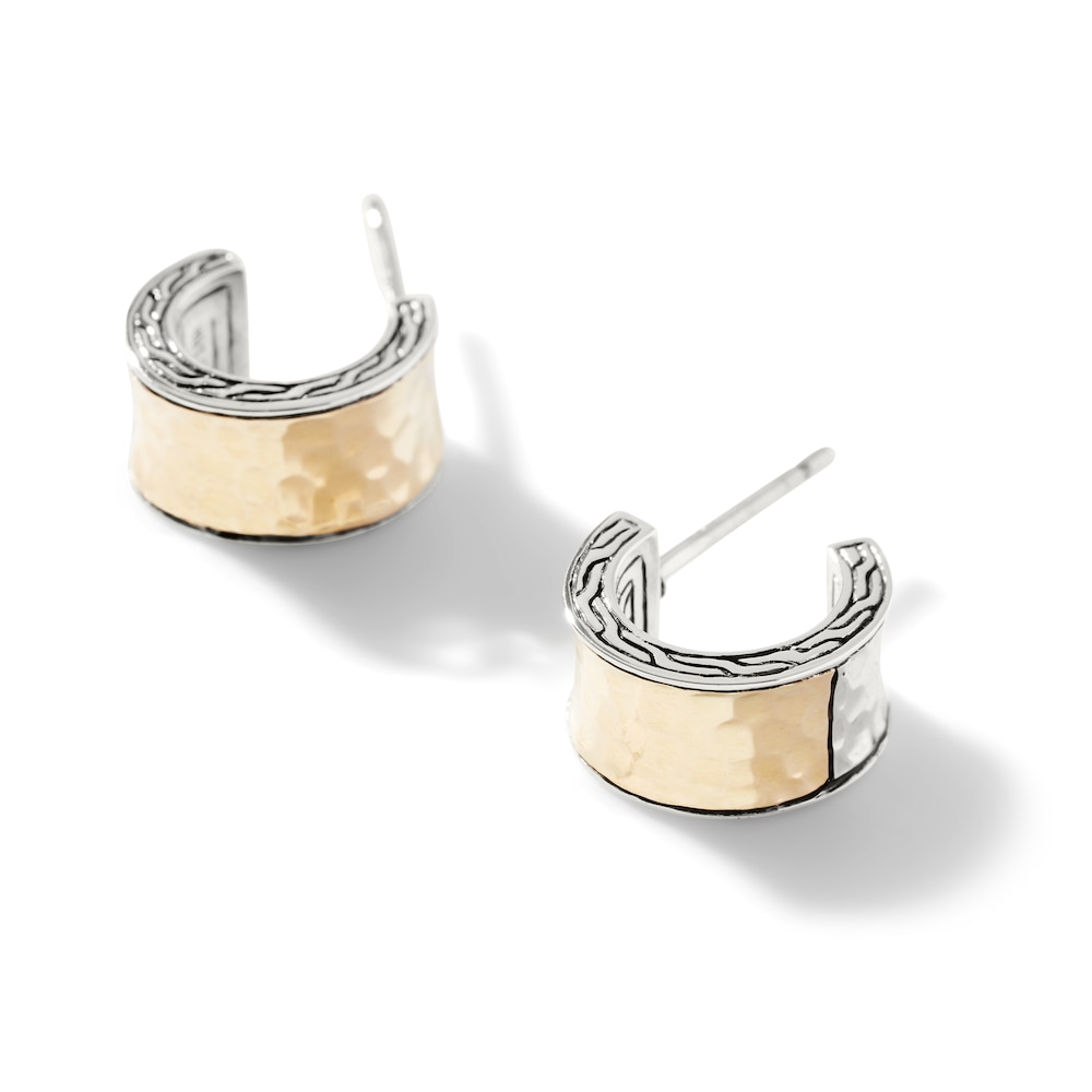 John Hardy Classic Chain Palu Hoop Earrings Sterling Silver/18K Yellow Gold-Plated elQuC7XU