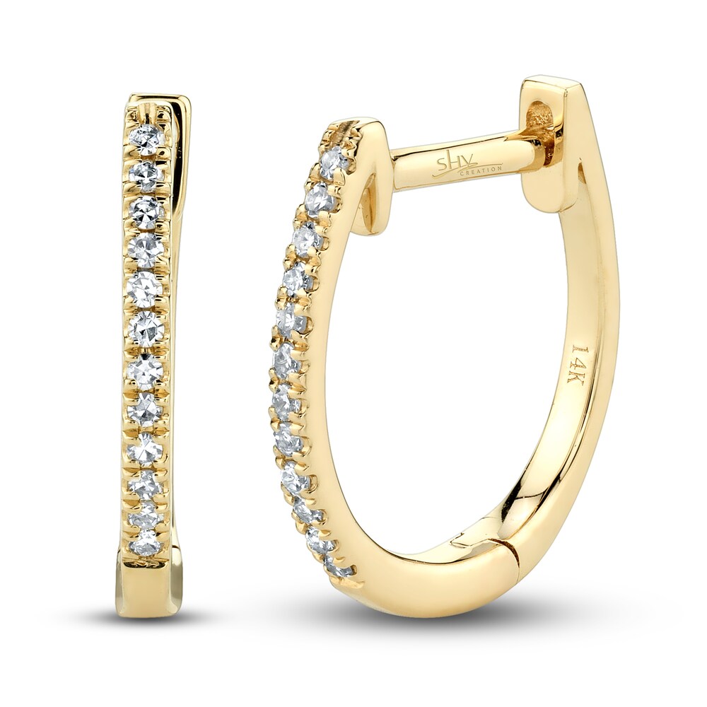 Shy Creation Hoop Earrings 1/20 ct tw Diamonds 14K Yellow Gold SC55001598 eoaCzHGB