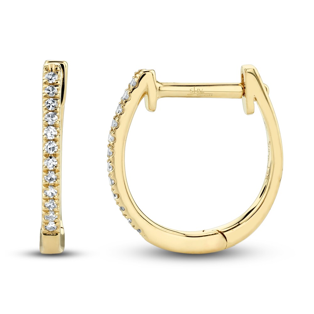 Shy Creation Hoop Earrings 1/20 ct tw Diamonds 14K Yellow Gold SC55001598 eoaCzHGB