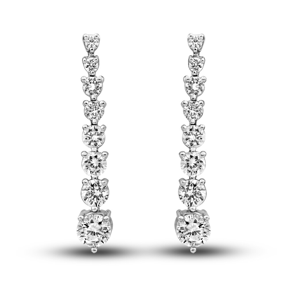 Diamond Linear Earrings 3 ct tw Round 14K White Gold evewDNJq