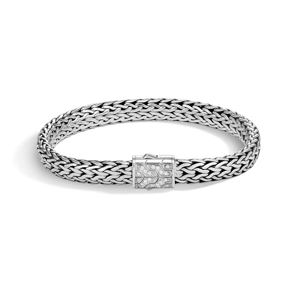 John Hardy Men's Classic Chain Bracelet 1/8 ct tw Diamonds Sterling Silver - Extra Large f8TtOHnq