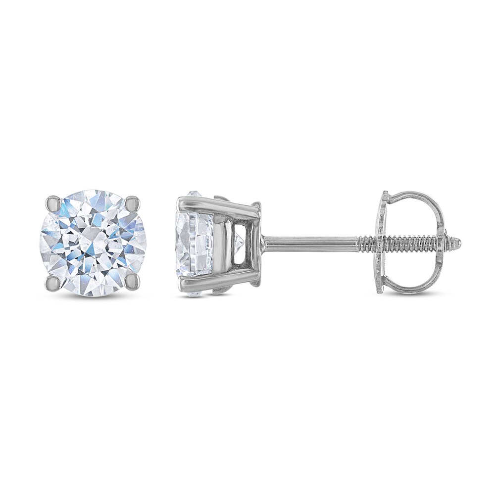 Certified Diamond Solitaire Earrings 2 ct tw Round 14K White Gold (I1/I) fDQ0eQpB [fDQ0eQpB]