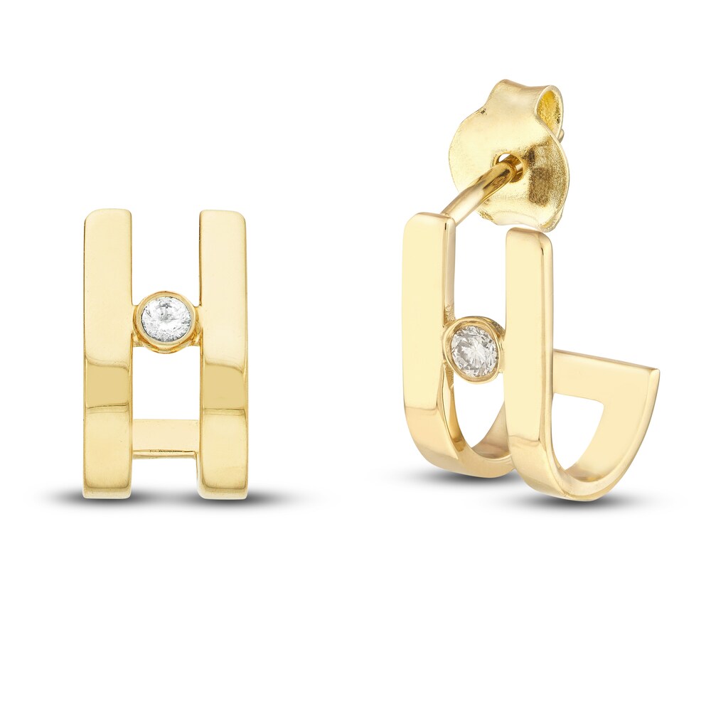 Diamond J Huggie Earrings 1/20 ct tw Round 14K Yellow Gold fHpLdeL5