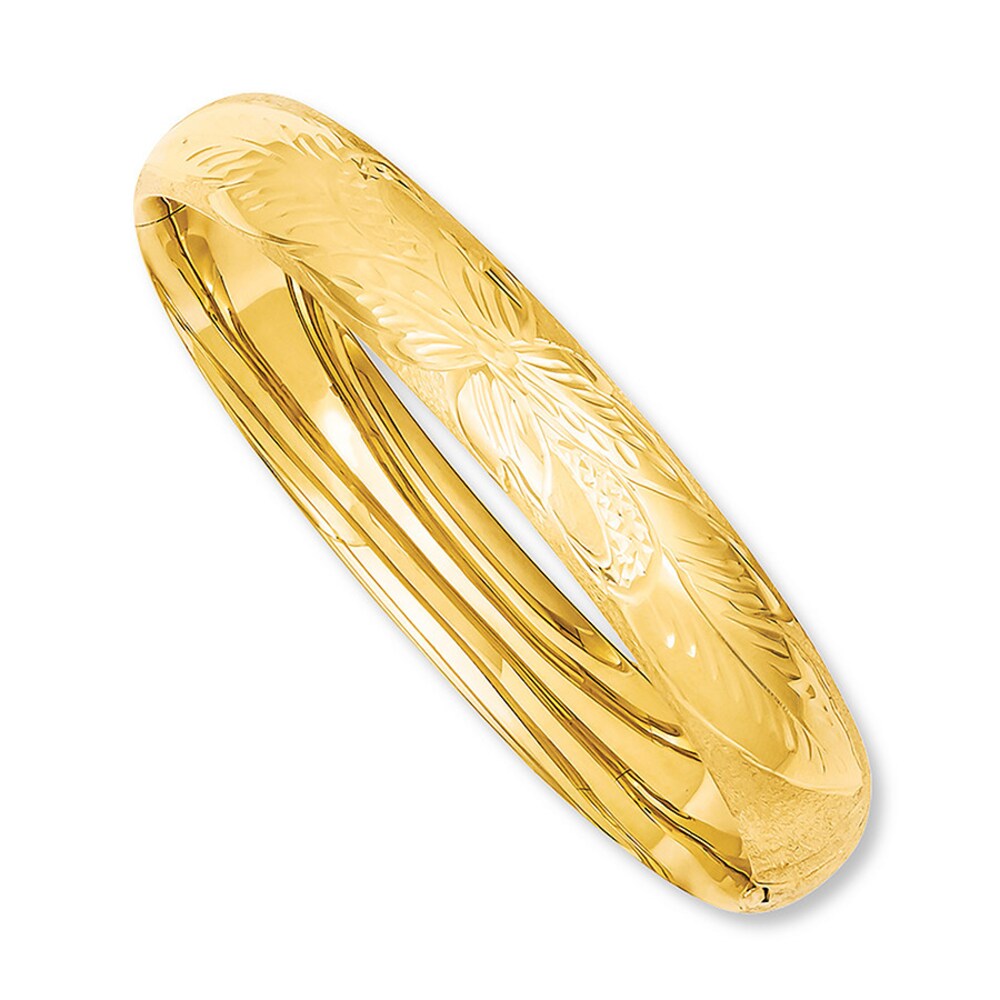 Floral Bangle Bracelet 14K Yellow Gold fTxiItnW