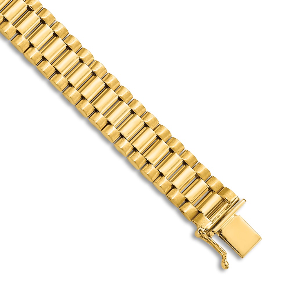 Men's High-Polish Link Bracelet 14K Yellow Gold 8" fXFE7EFj