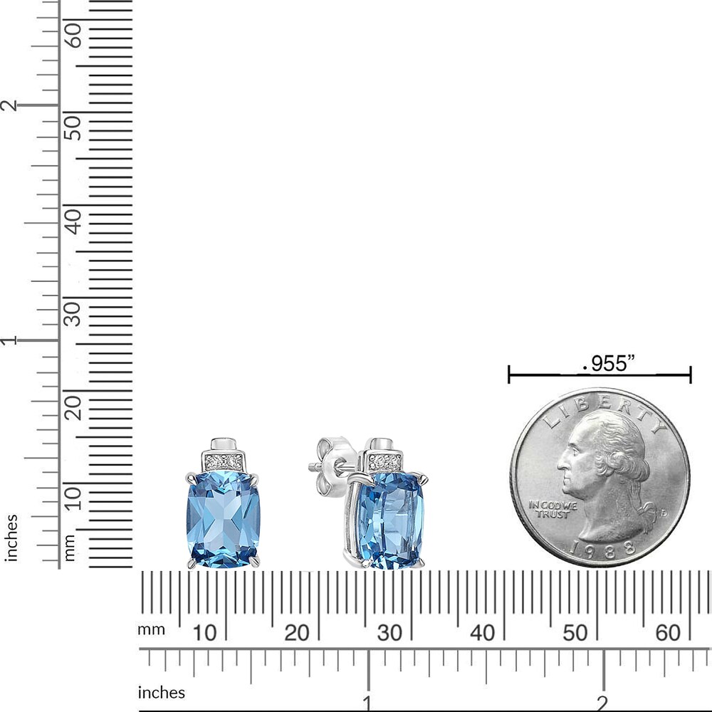 Natural Blue Topaz & Lab-Created White Sapphire Stud Earrings 10K White Gold fYaMkXUs