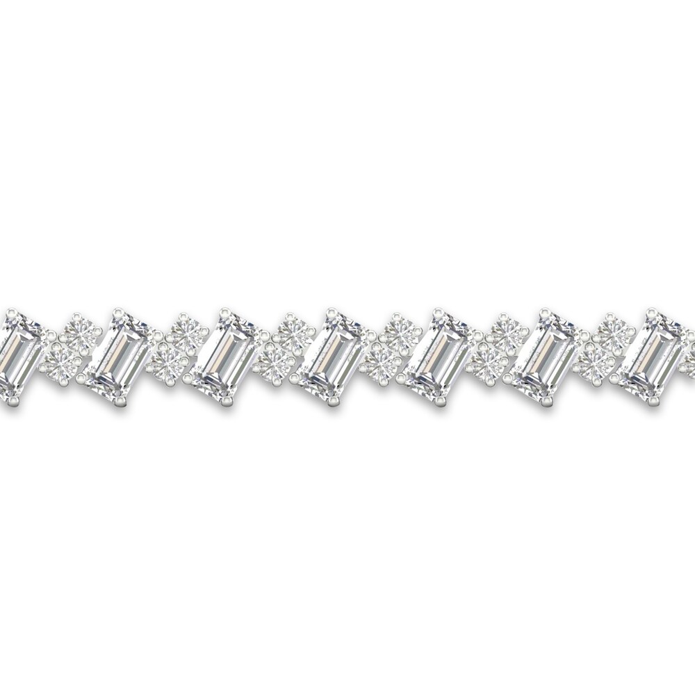 Lab-Created Diamond Tennis Bracelet 8-1/2 ct tw Emerald/Round 14K White Gold fbdlM4Ud