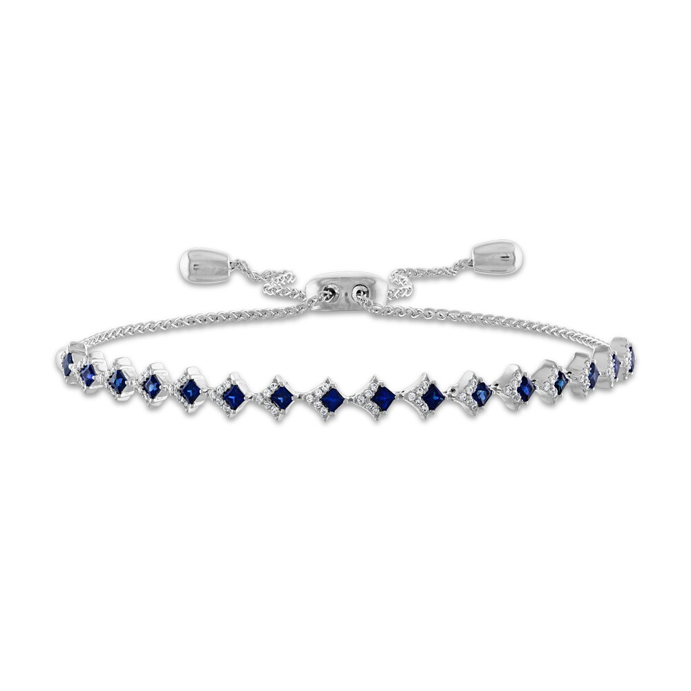 Vera Wang WISH Diamond & Blue Sapphire Bolo Bracelet 1/5 ct tw Round 10K White Gold fcBxAsuE