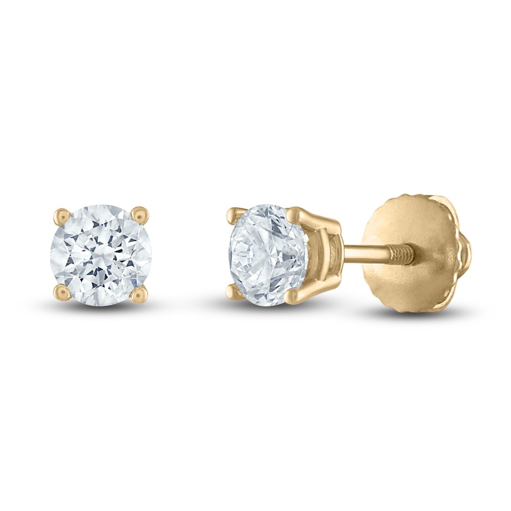 Certified Diamond Solitaire Stud Earrings 1/10 ct tw Round 14K Yellow Gold (I/I1) feXhinv7