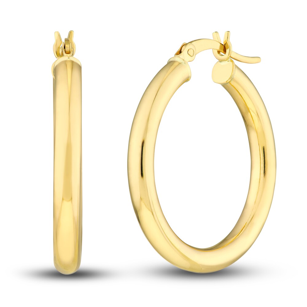 Polished Hoop Earrings 14K Yellow Gold 25mm ffBavt67