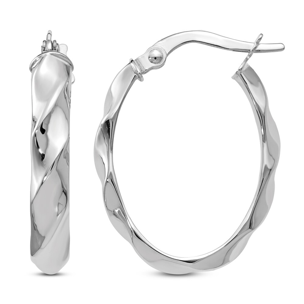 Polished & Twisted Oval Hoop 14K White Gold ffb6H8Hd